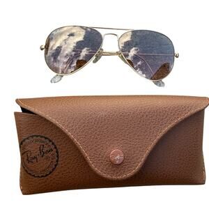 RAY BAN RB3025 001 3E Gold Aviator 55 mm Unisex Sunglasses Italy w/ Case